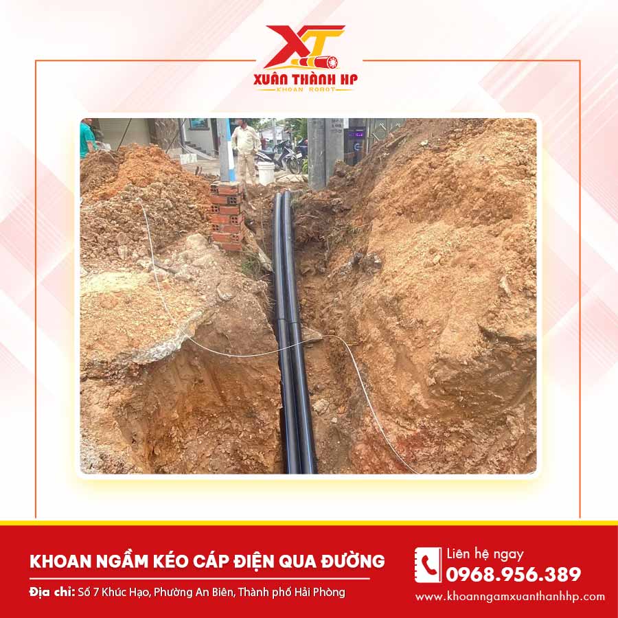 Khoan ngầm kéo cáp điện qua đường